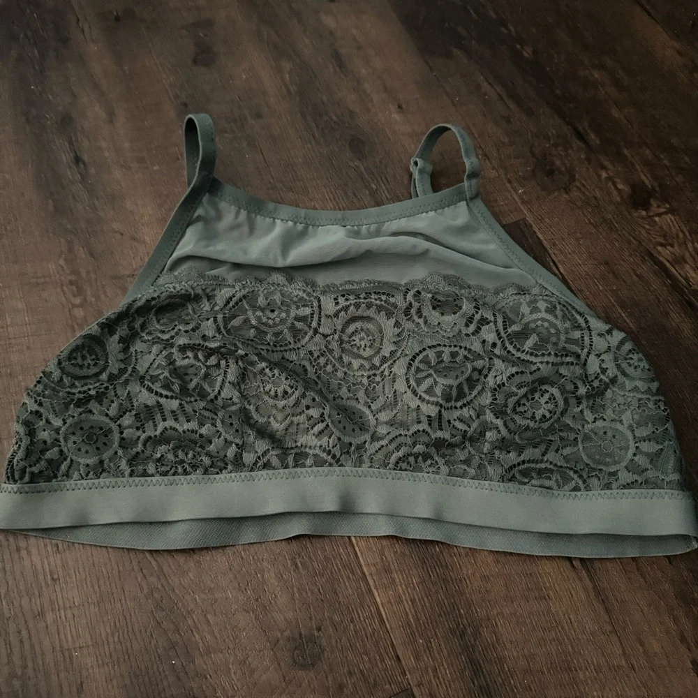 Aerie olive green lace bralette L - Picture 3 of 5